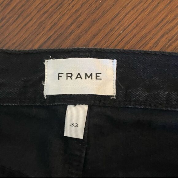 FRAME L’HOMME SLIM FIT MIDRISE BLACK NOIR SHRED JEANS‎ DISTRESSED SZ 33 NEW - Picture 4 of 10